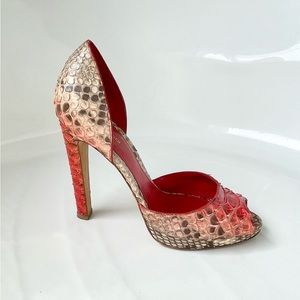 💋 SERGIO ROSSI, Red snakeskin Leather heels (open toe) - size 38 (8)